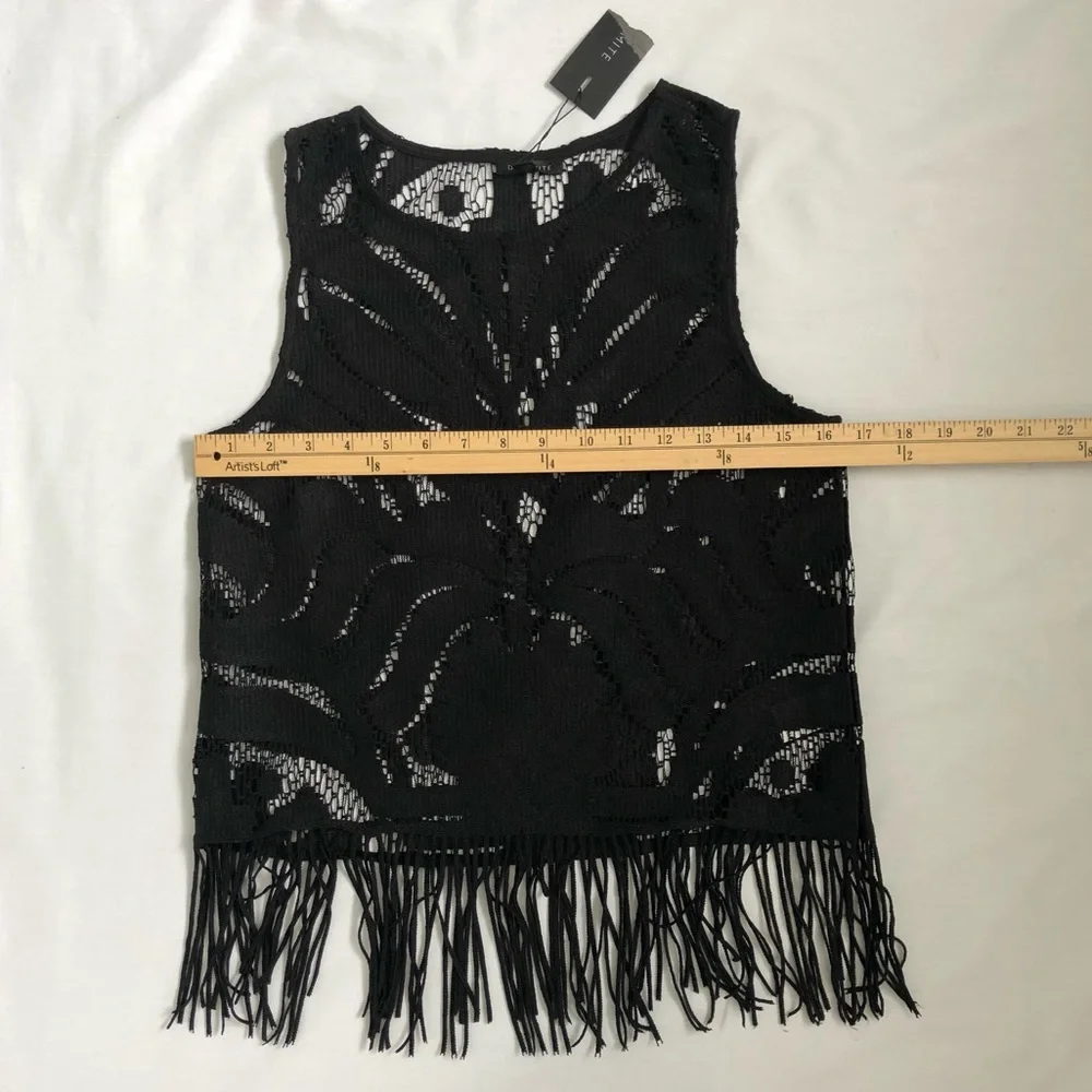 Dynamite woman’s festival black lace fringe crop top brand new with tag size XS - Picture 8 of 12